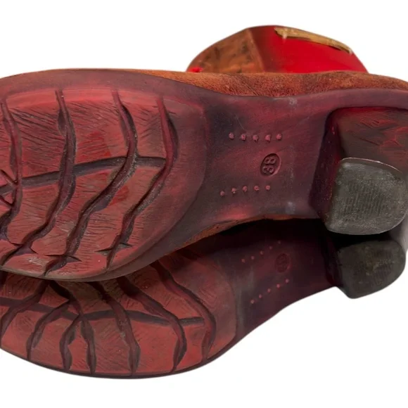 Distressed Red Leather Lace-Up Boot - Picture 6 of 11